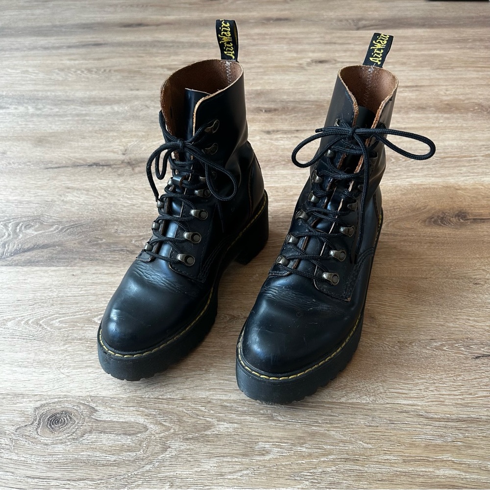 Dr. Martens Black Lace-Up Moto Boots